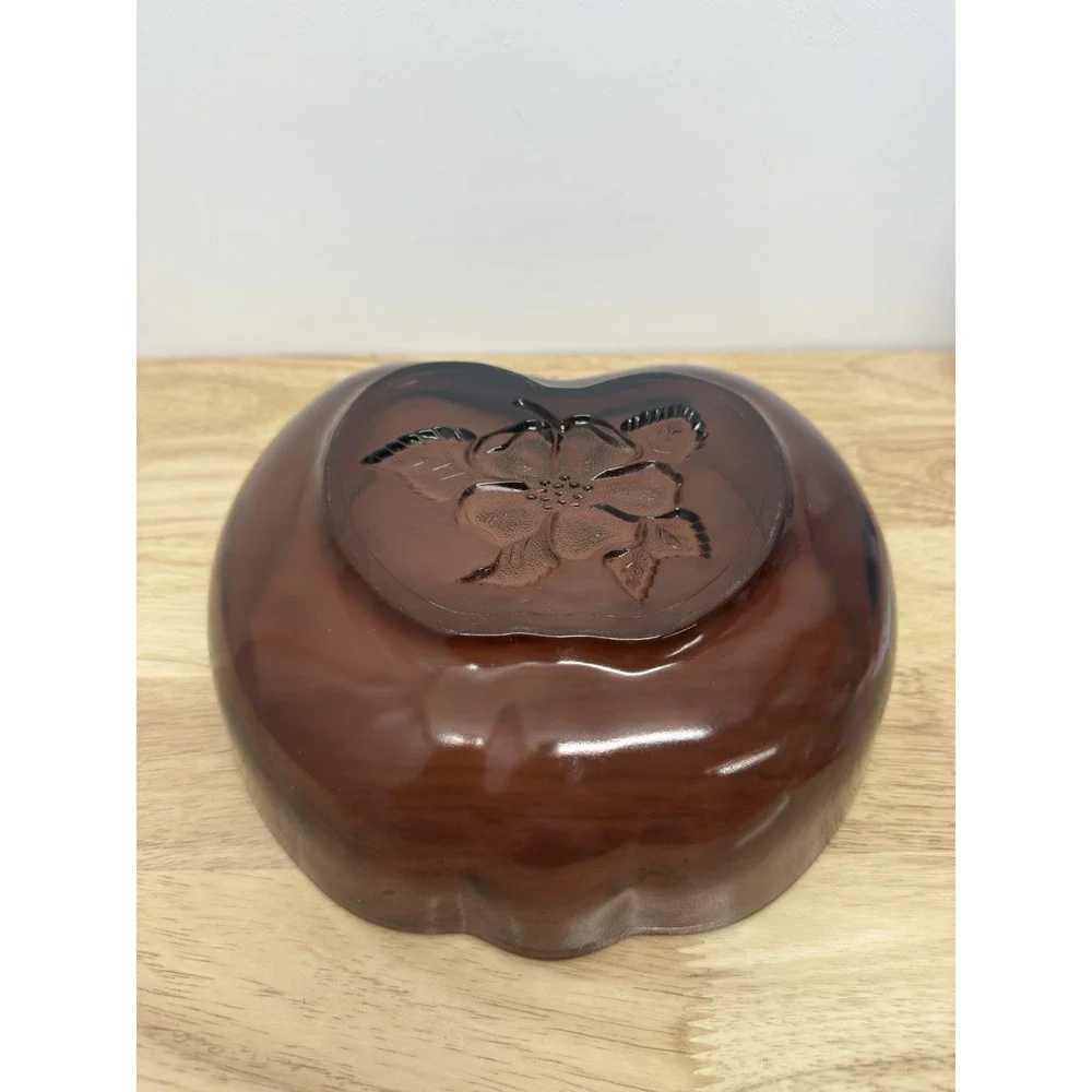 Vintage Amber Glass Apple Bowl 10